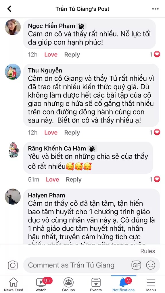 Phản hồi của phụ huynh